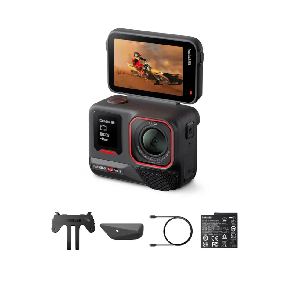 Insta360 Ace Pro 2 Xplorer Pro Bundle, câmera de ação com tela articulada