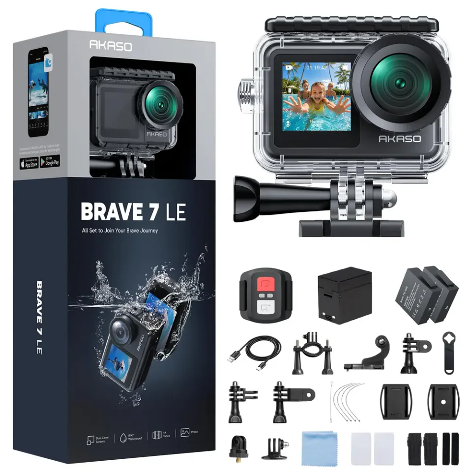 AKASO Brave 7 LE, câmera de ação 4K com tela frontal