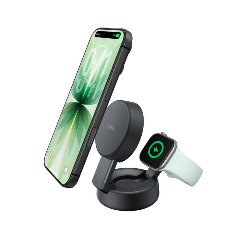 Belkin UltraCharge Pro WIZ043ttCH, carregador wireless Qi2 de 25 W dobrável