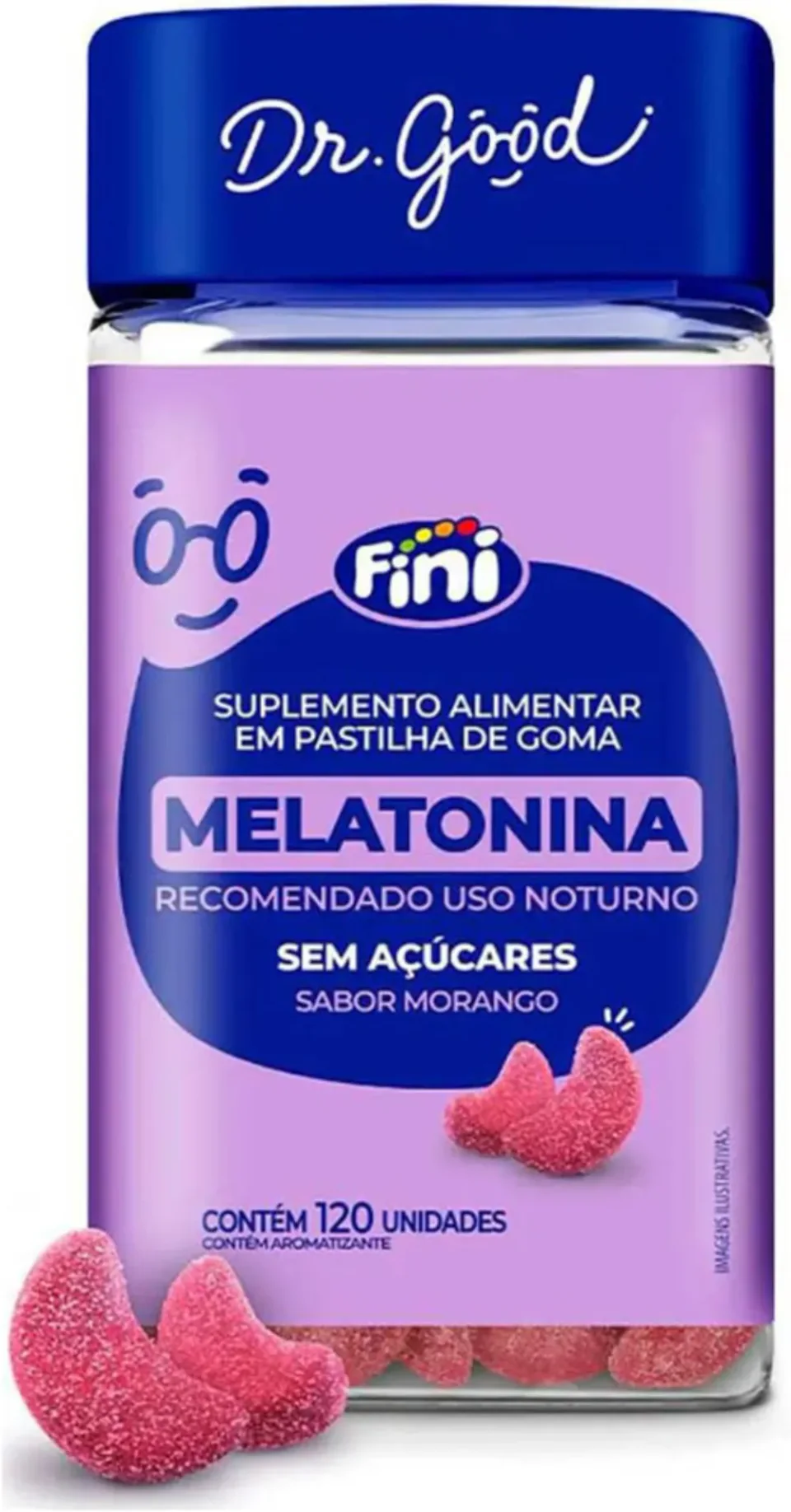 Fini Dr. Good melatonina sabor morango com 120 gomas para adultos