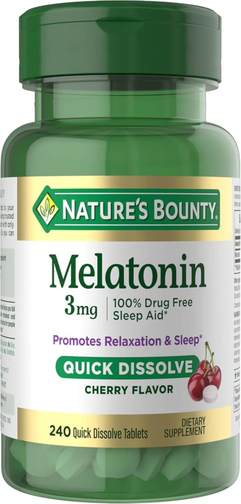 Nature's Bounty Quick Dissolve melatonina 3 mg em embalagem de 240 comprimidos