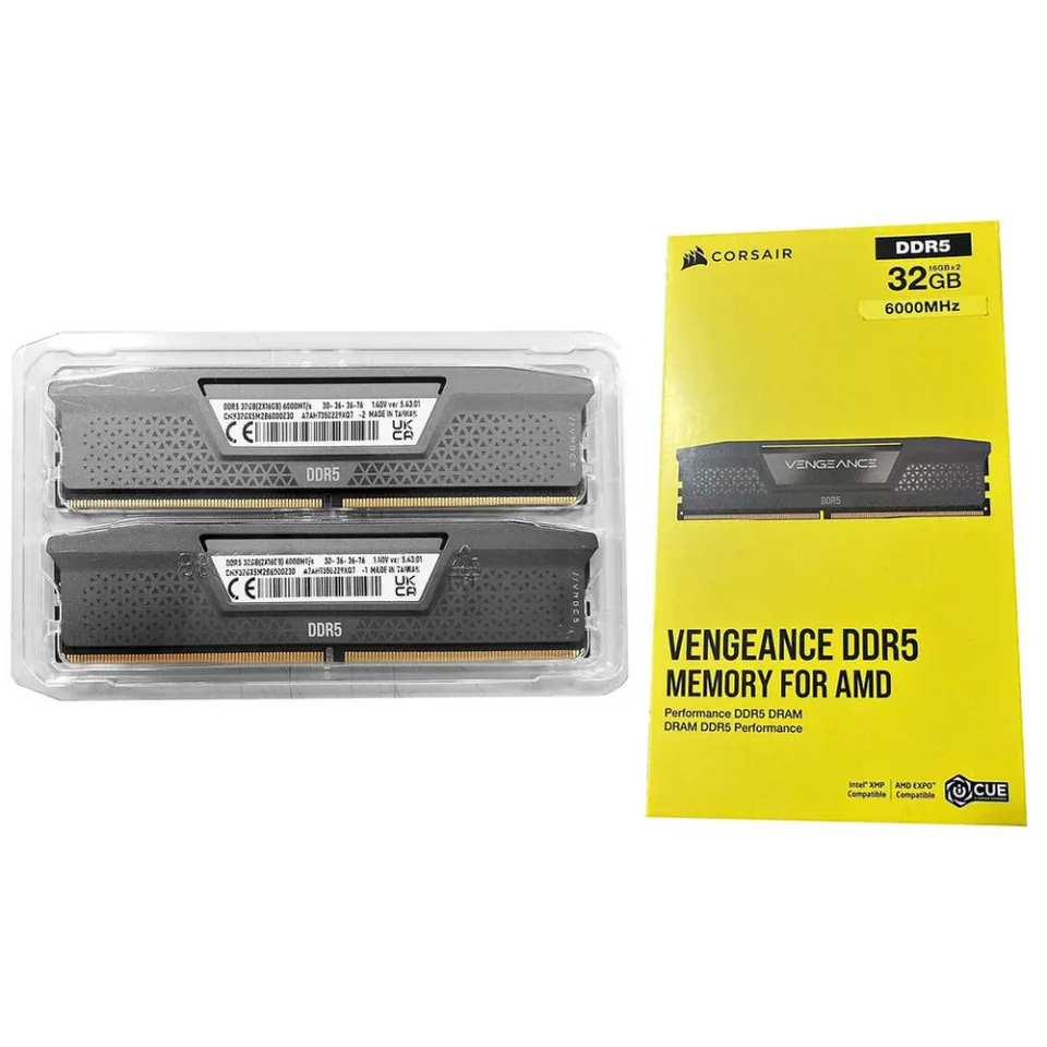 Kit de memória RAM Corsair Vengeance DDR5-6000 CL30 cinza