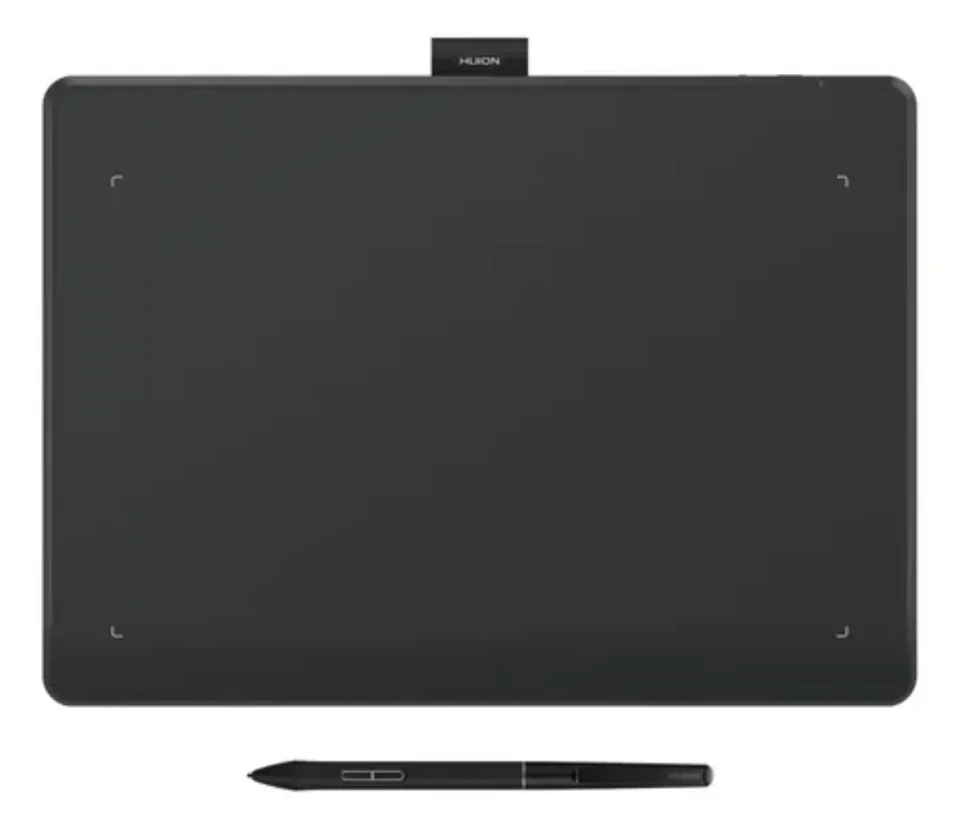 Huion Inspiroy Frego M cinza sem botões físicos na superfície