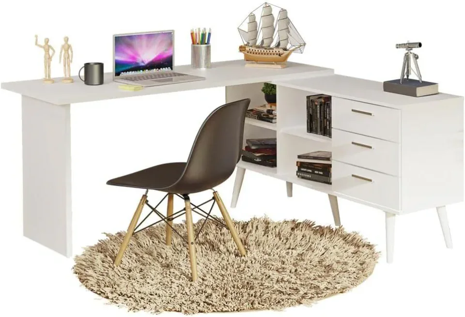 Madesa Lisboa, mesa para home office em L com largura de até 152 cm
