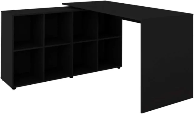 Artany Nero, mesa para home office em L com largura de 135 cm e oito nichos