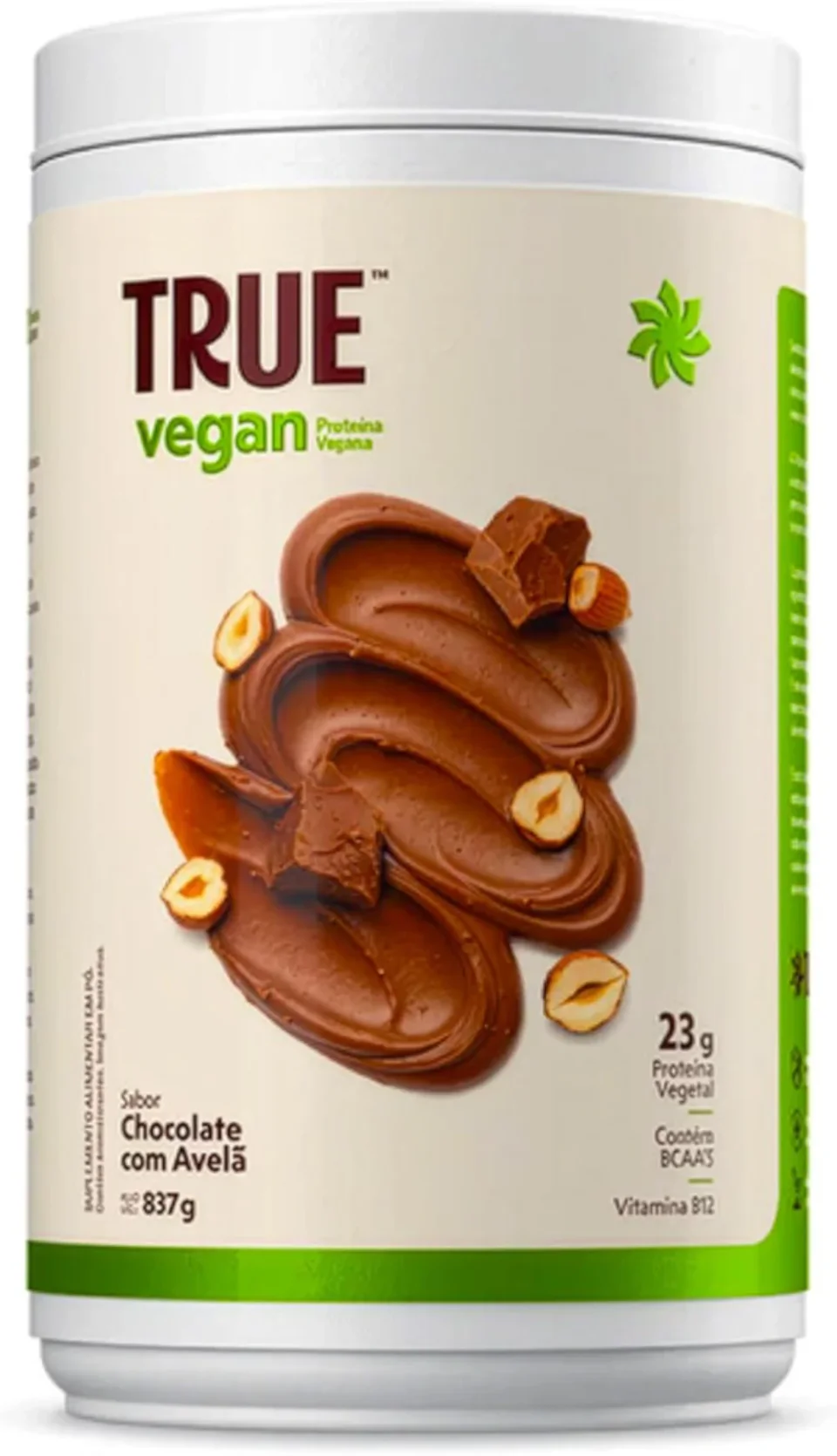 True Source True Vegan Chocolate com Avelã 837 g, proteína vegana em embalagem de 837 g na variante chocolate com avelã