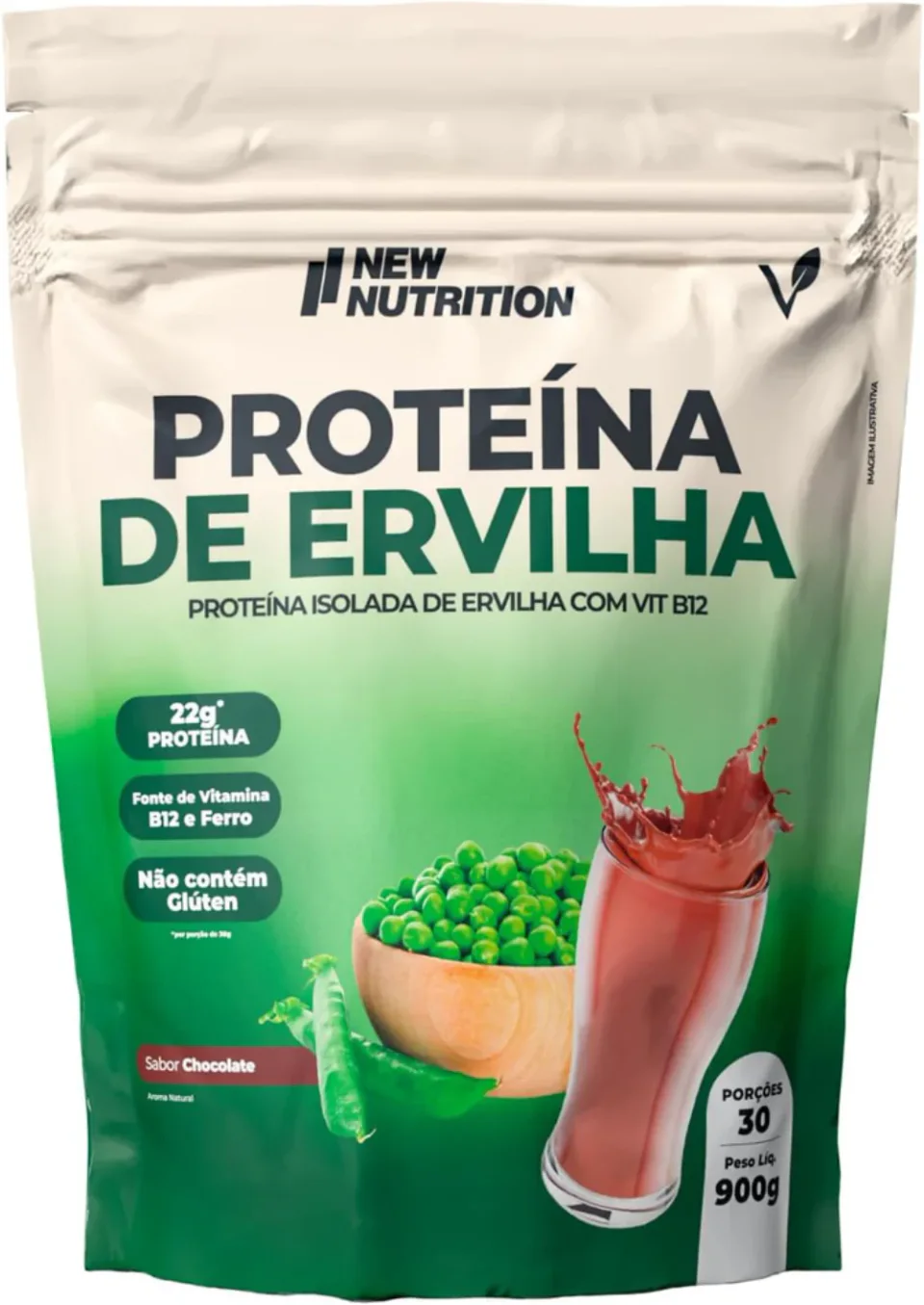 NewNutrition Proteína de Ervilha Isolada Chocolate 900 g, proteína vegana em embalagem de 900 g na variante chocolate