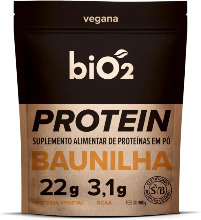 biO2 Protein Baunilha 908 g, proteína vegana em embalagem de 908 g na variante baunilha