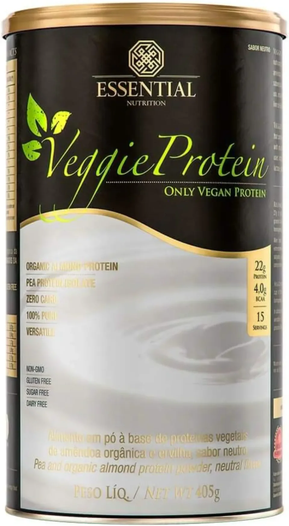 Essential Nutrition Veggie Protein Neutro 405 g, proteína vegana em embalagem de 405 g na variante neutro