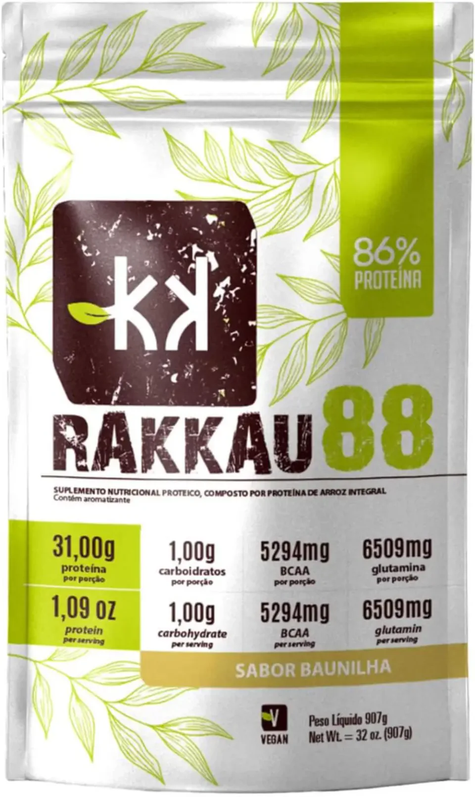 Rakkau 88 Baunilha 907 g, proteína vegana em embalagem de 907 g na variante baunilha