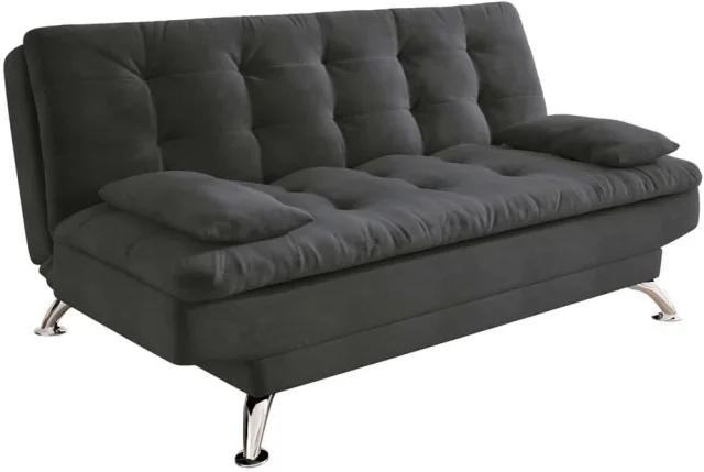 Mobly Premium 204089, sofá-cama de três lugares em suede cinza