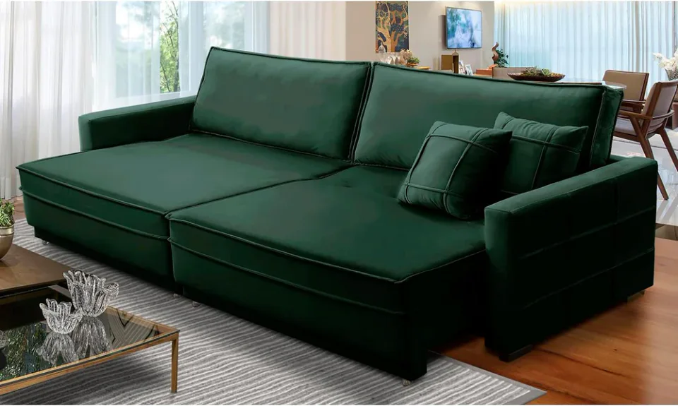 Adonai Karen, sofá-cama retrátil e reclinável de 2,10 m em veludo verde