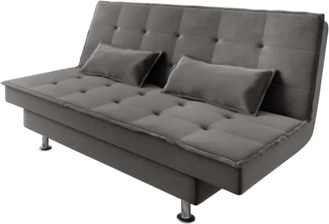 Mamflex Andradas, sofá-cama de três lugares em veludo suede cinza