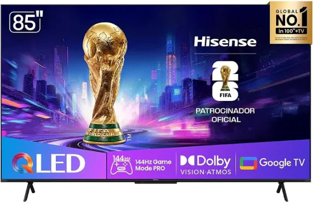 Smart TV Hisense QLED 4K 85" Polegadas com Dolby Vision, Dolby Gaming, Alexa e Google – 85Q7QG, Melhor TV 85 Polegadas 2026