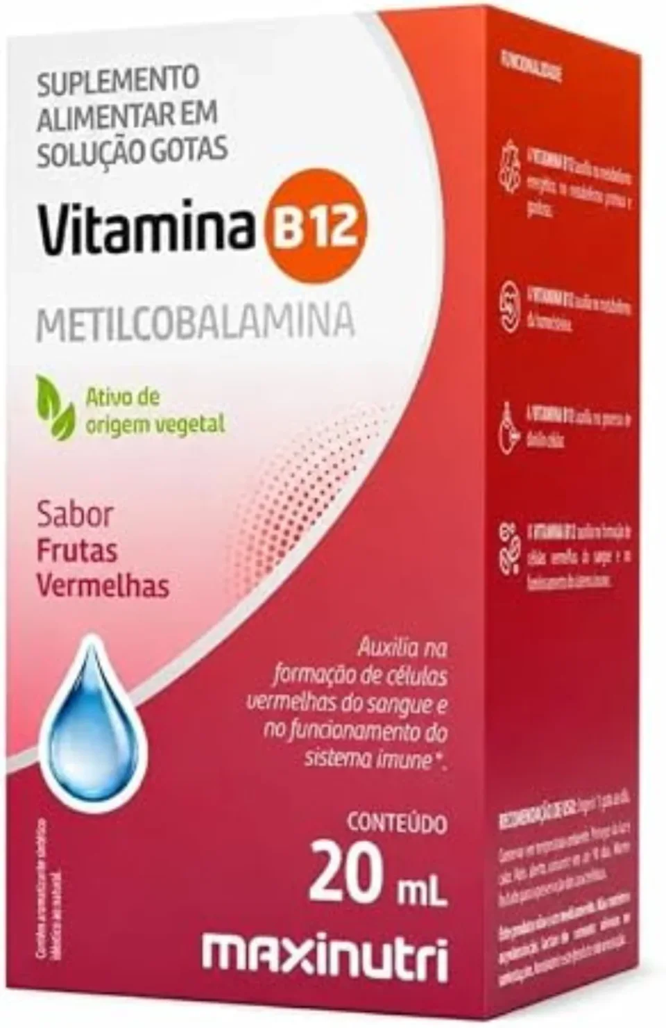 Maxinutri vitamina B12 metilcobalamina em gotas no frasco de 20 mL