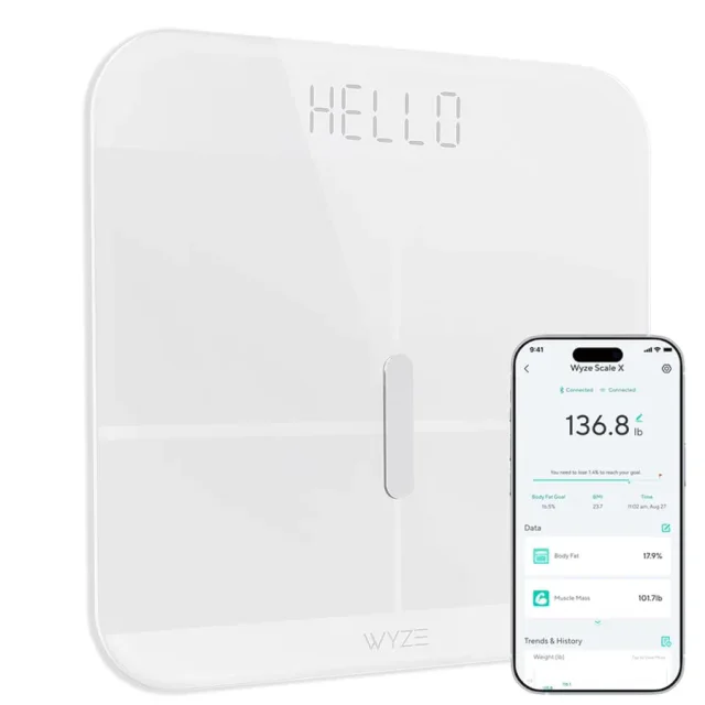 Balança digital Wyze Scale X preta com visor LED