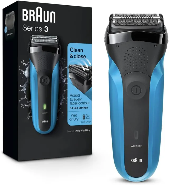 Barbeador elétrico Braun Series 3 310s azul para uso seco ou molhado