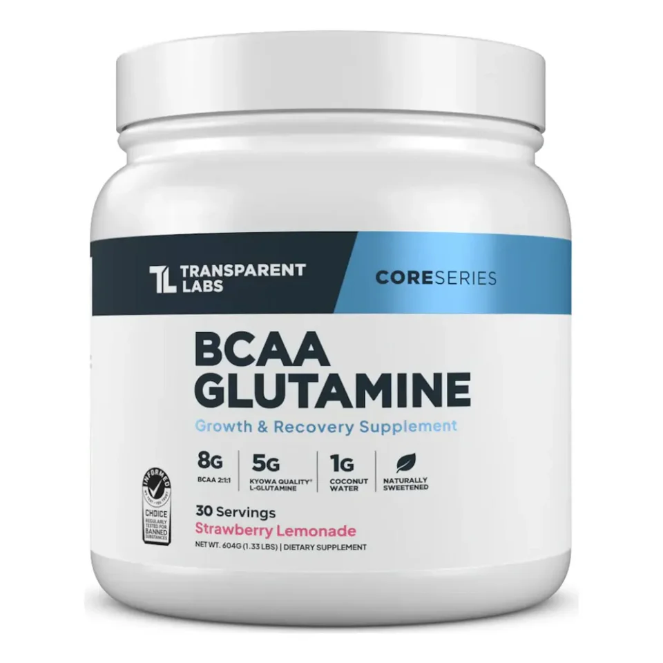 Transparent Labs BCAA Glutamine morango, entre os melhores BCAAs