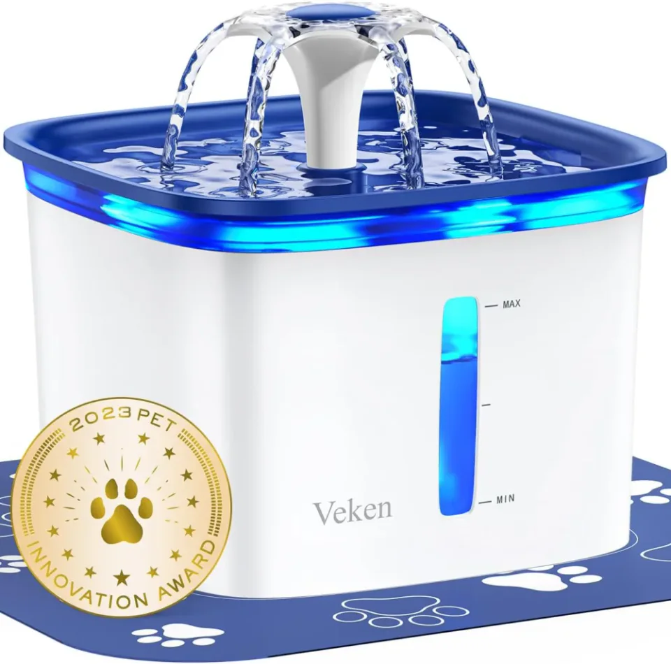 Veken 95 oz como bebedouro para gatos automático azul com 2,7 litros