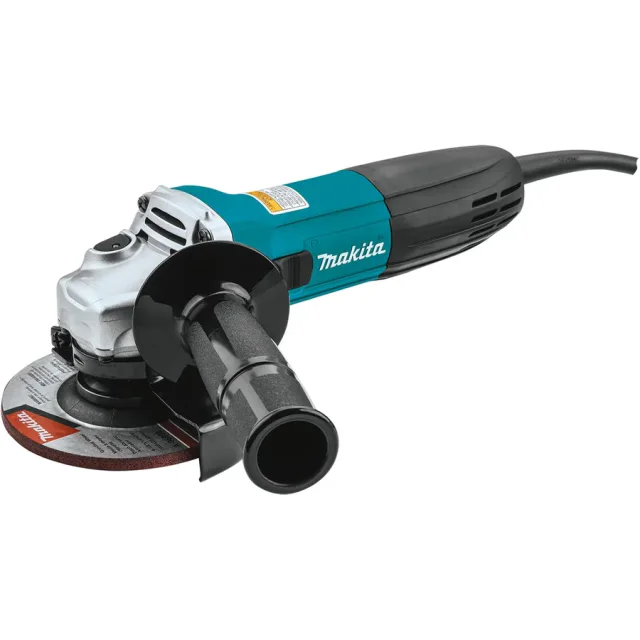 Esmerilhadeira Makita GA4530 azul-turquesa com punho lateral