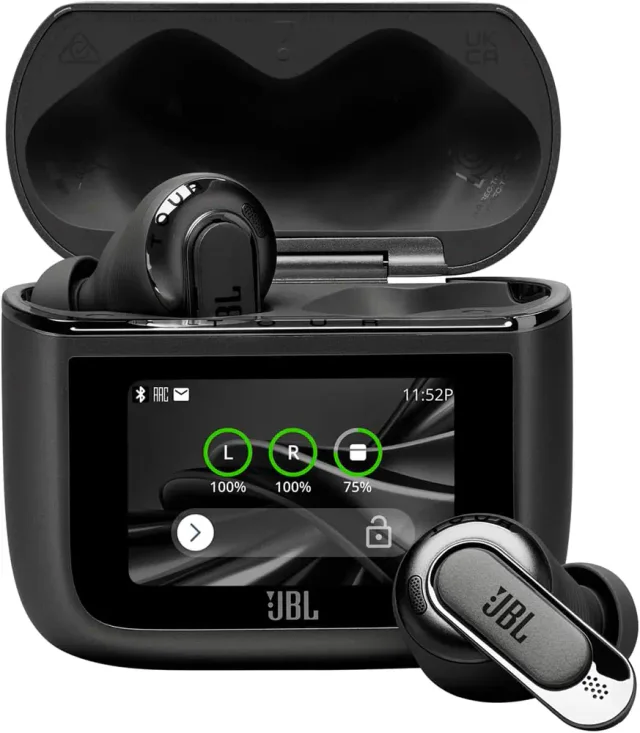 JBL Tour Pro 3, fone in-ear preto com estojo inteligente