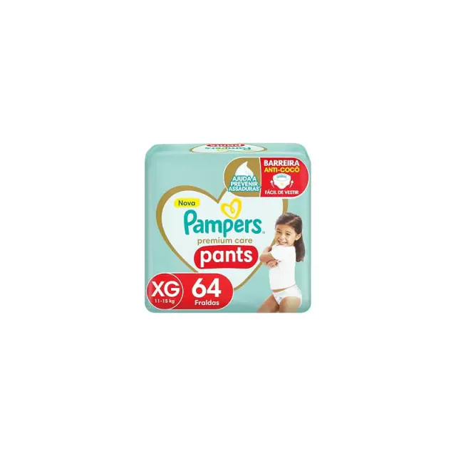 Pacote Pampers Premium Care Pants tamanho XG para fraldas de bebê