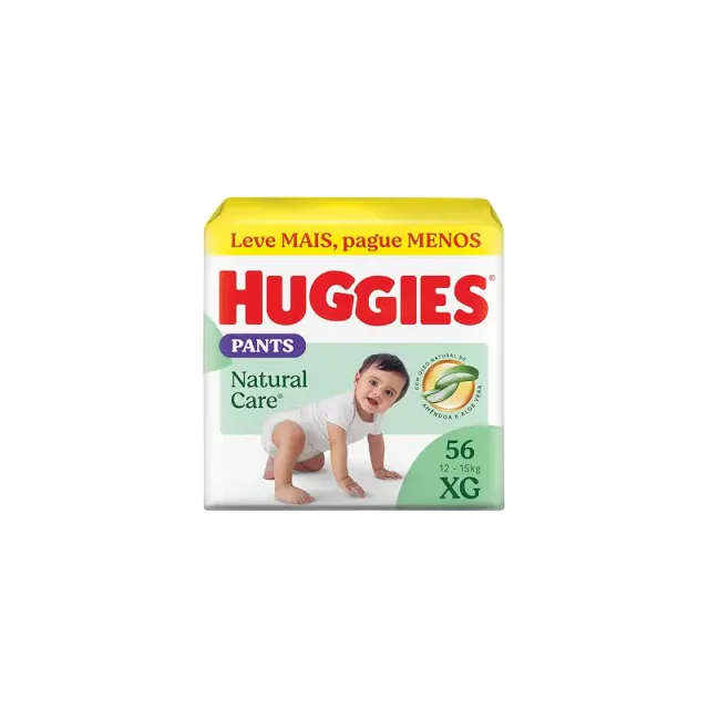 Pacote Huggies Pants Premium Natural Care tamanho XG para fraldas de bebê