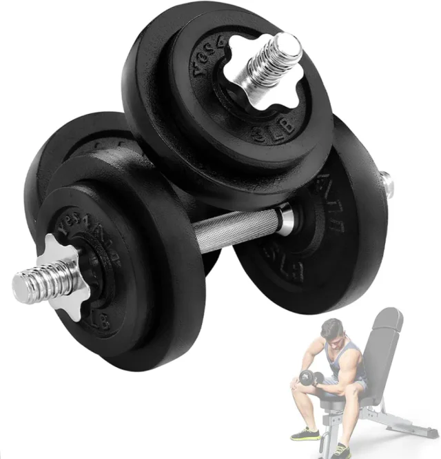Yes4All ajustável com anilhas 18 kg, conjunto modular entre os melhores halteres