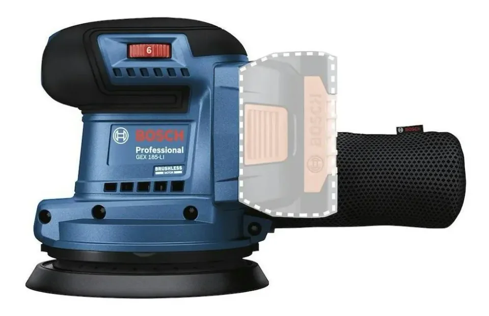 Bosch GEX 185-LI, lixadeira elétrica sem fio de 18 V com base de 125 mm