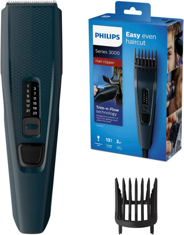 Philips HC3505 com 13 ajustes como máquina de cortar cabelo com fio