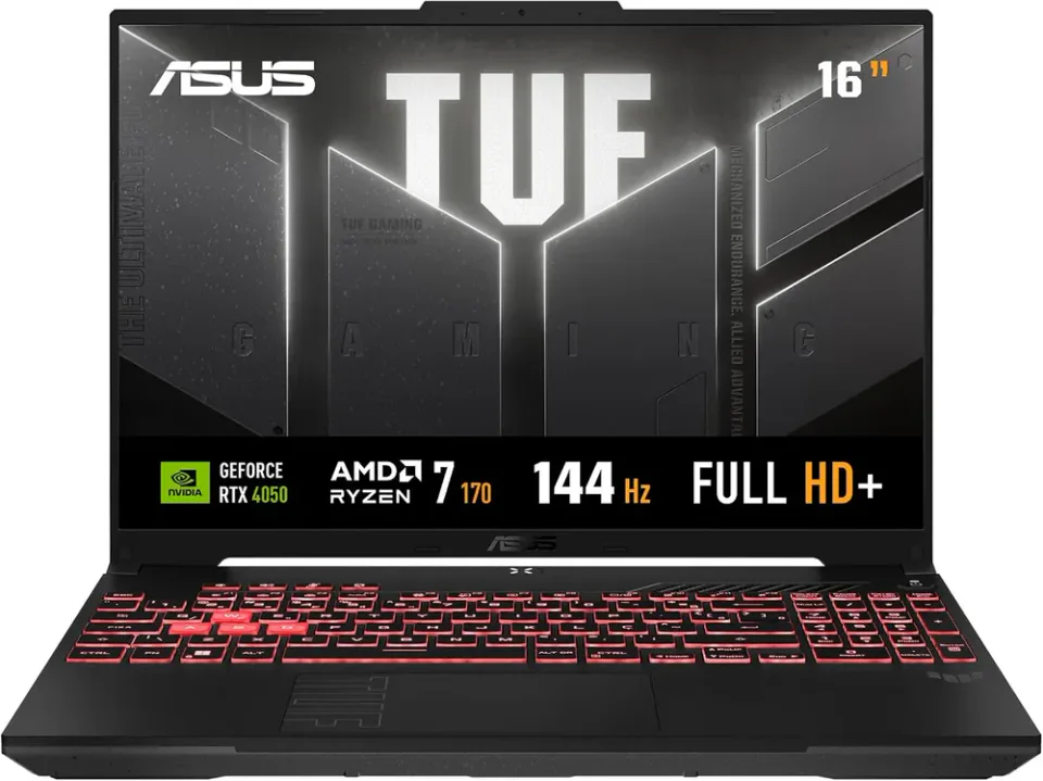 ASUS TUF Gaming A16 FA607, notebook gamer Ryzen 7 com RTX 4050 e tela de 144 Hz
