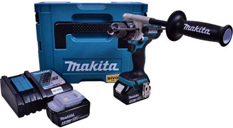 Parafusadeira de impacto Makita DHP486RFJ azul com bateria
