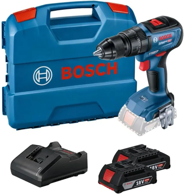 Parafusadeira Bosch GSB 18V-50 azul com bateria e mandril metálico