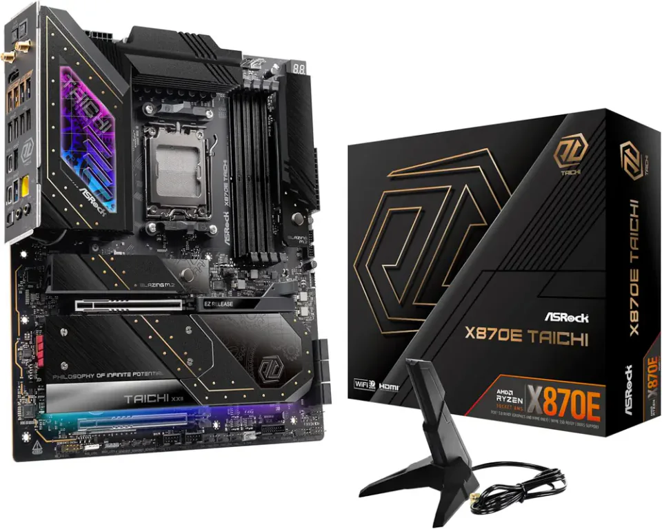 Placa-mãe ASRock X870E Taichi AM5 com DDR5, Wi-Fi 7 e quatro slots M.2