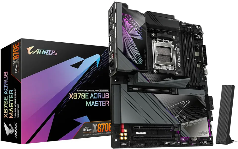 Placa-mãe Gigabyte X870E Aorus Master com dissipador de aletas e Wi-Fi 7