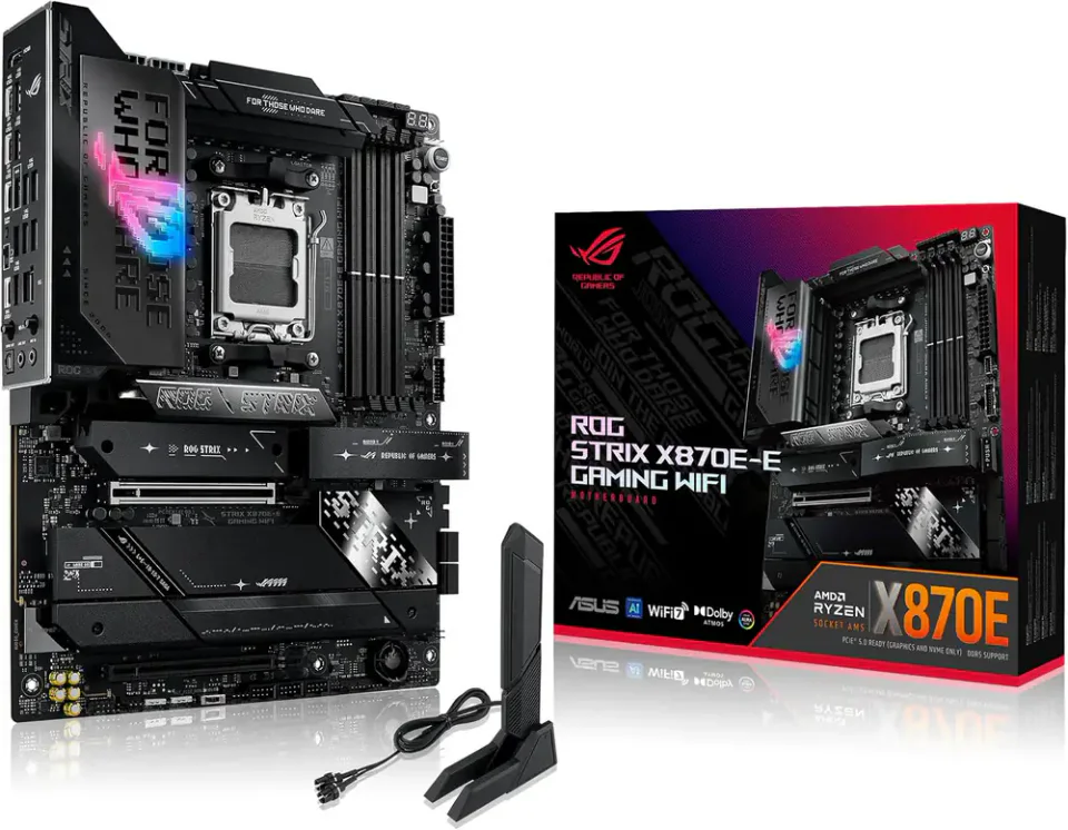 Placa-mãe ASUS ROG Strix X870E-E Gaming WiFi ATX com cinco slots M.2