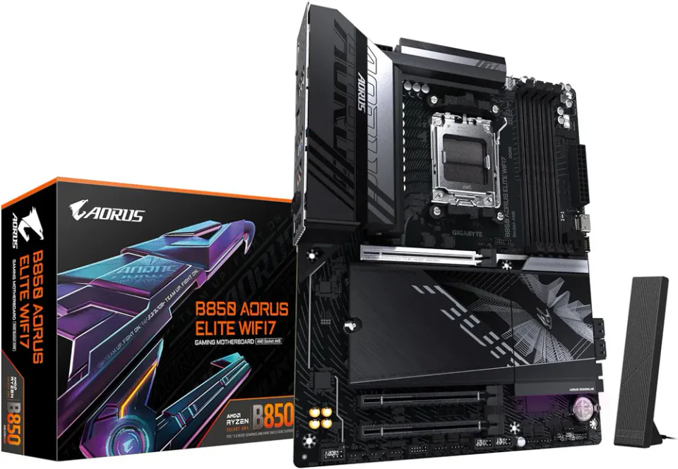 Placa-mãe Gigabyte B850 Aorus Elite WiFi7 ATX com PCIe 5.0 e três M.2