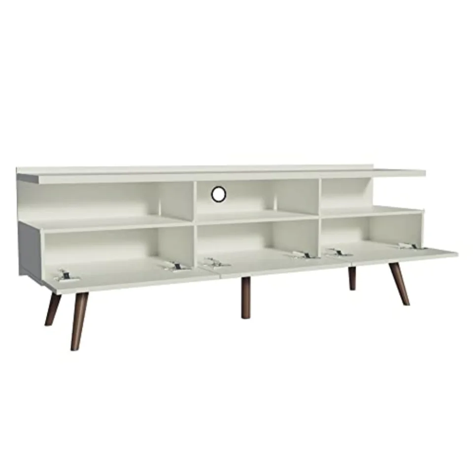 Madesa Bento, rack para TV de 65 polegadas com três gavetas e pés cônicos