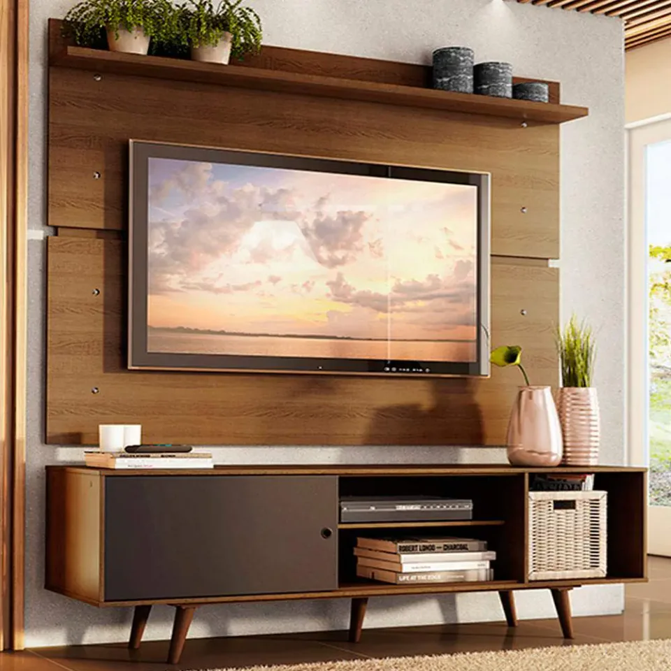 Madesa Dubai, rack para TV de 65 polegadas com porta de correr e quatro nichos