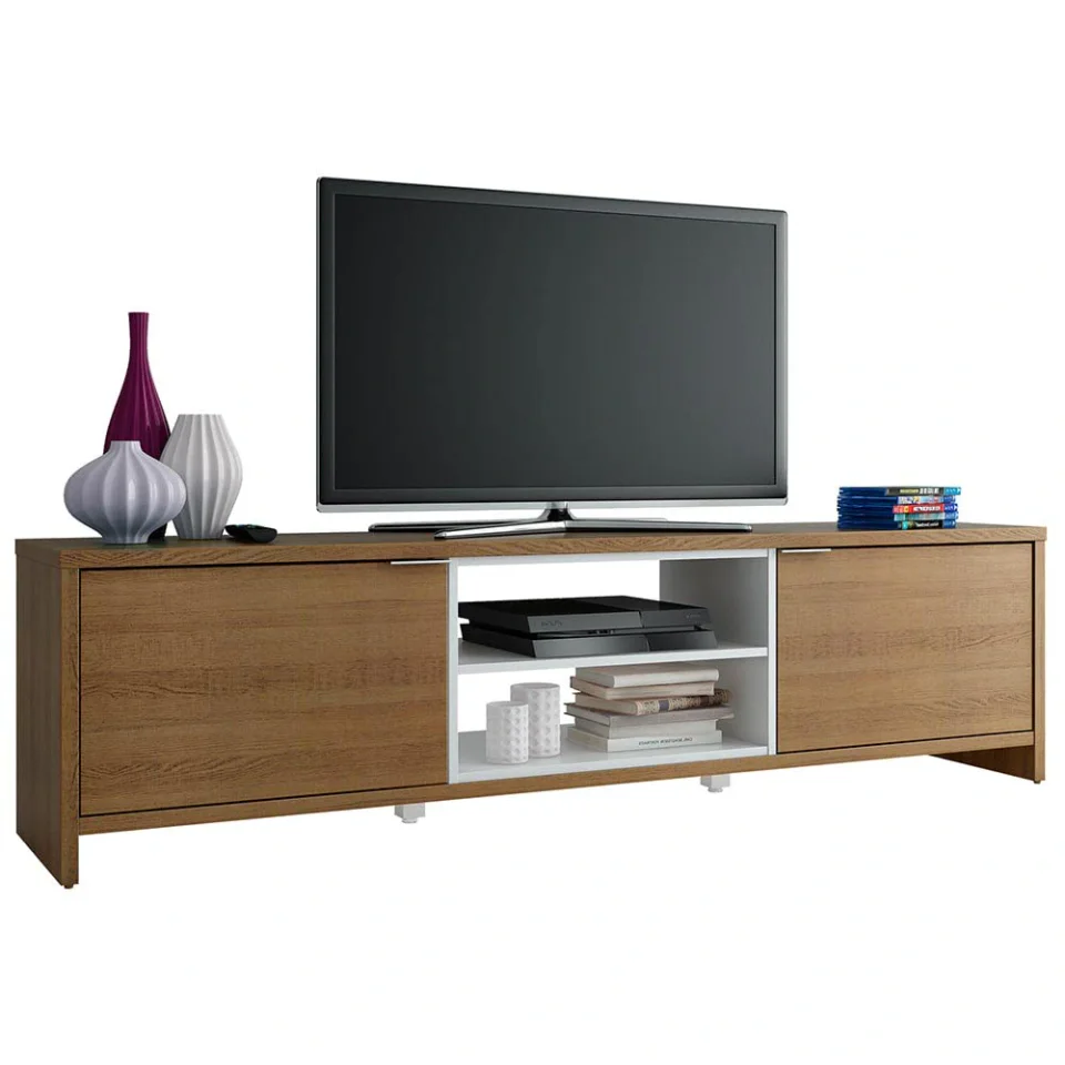 Madesa Sydney Rustic, rack para TV com 180 cm de largura, portas e nicho central