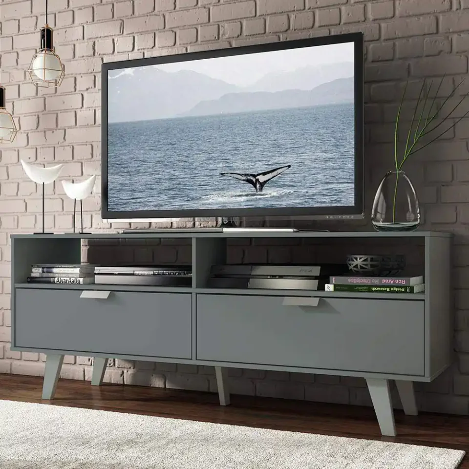 Madesa Oslo, rack para TV de 55 polegadas com duas portas basculantes