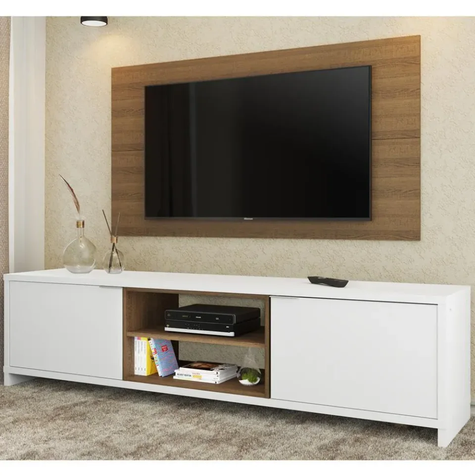 Madesa Metz, rack para TV de 55 polegadas com painel integrado e duas portas