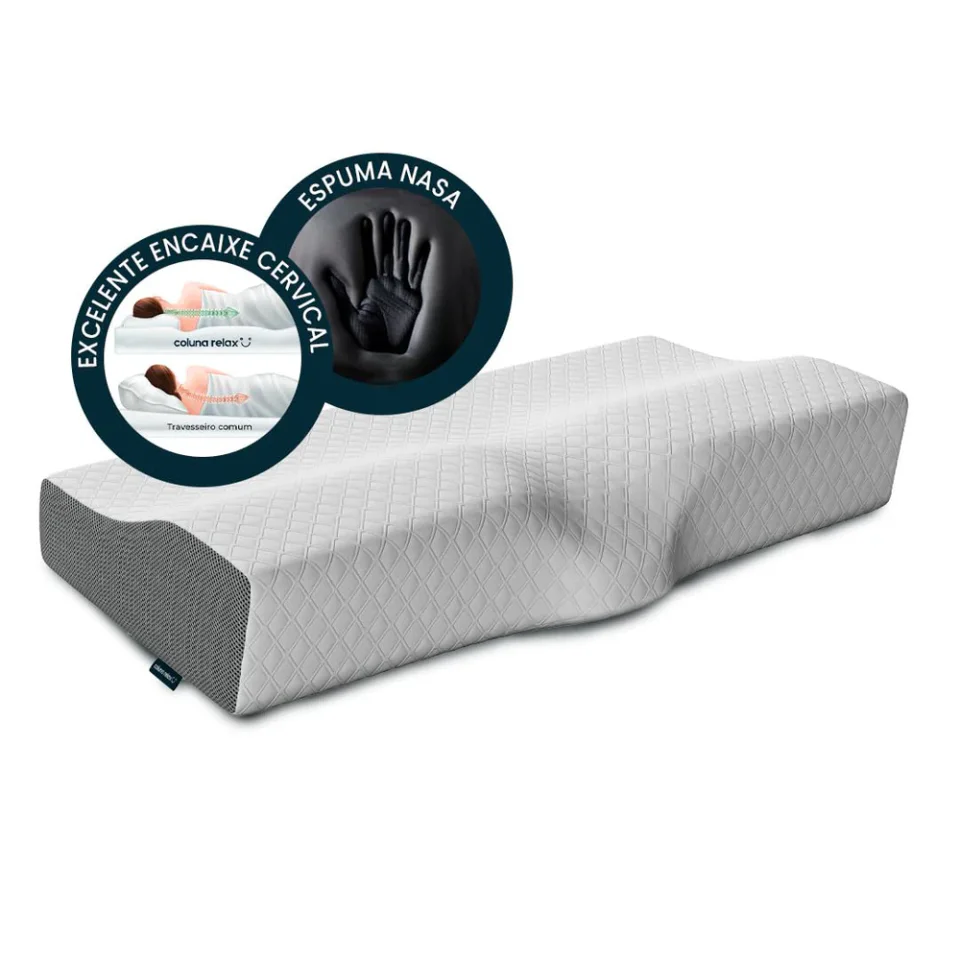 I Wanna Sleep Coluna Relax, travesseiro cervical viscoelástico com contorno ergonômico