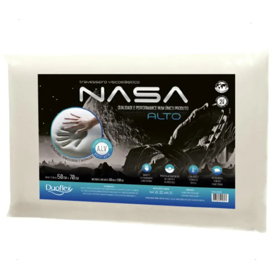 Duoflex Nasa-X Alto, travesseiro viscoelástico alto para fronha 50 por 70 cm