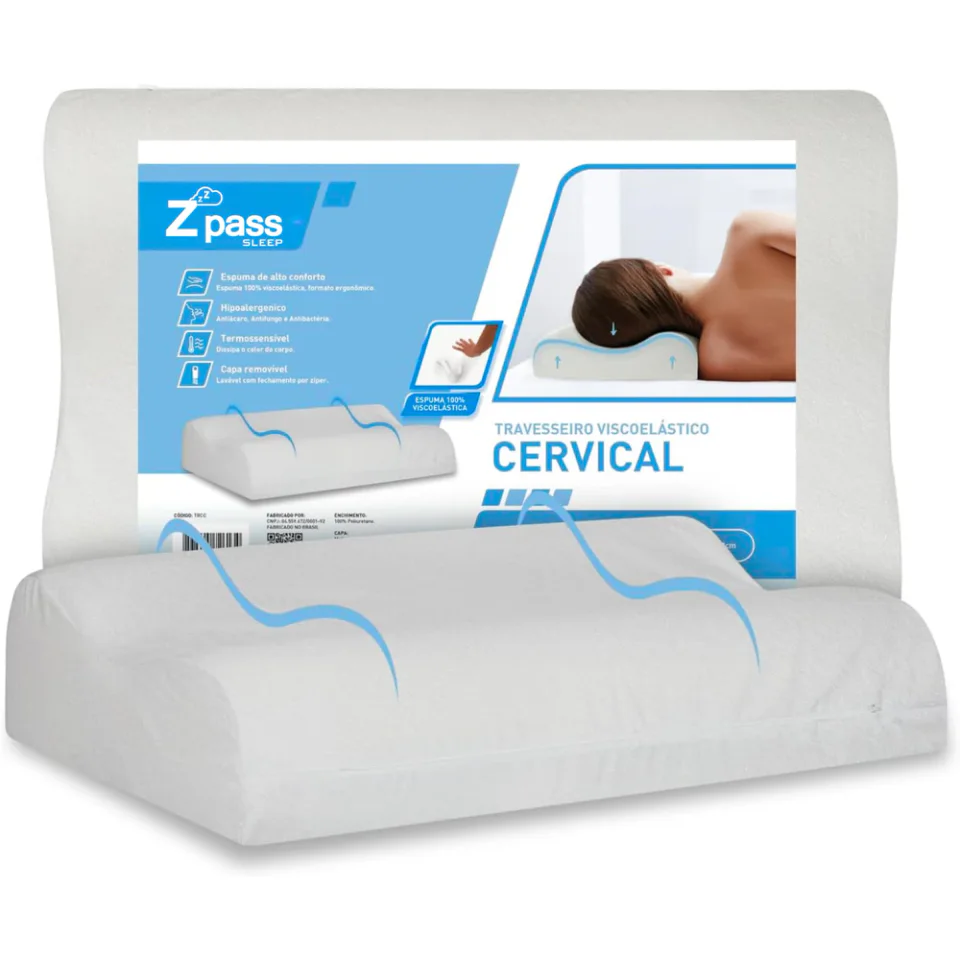 Z Pass Sleep Nasa Cervical D40, travesseiro viscoelástico com alturas de 10 e 12 cm