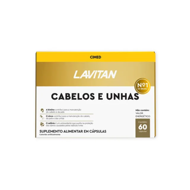 Lavitan Mais Hair Cabelos e Unhas 60 cápsulas, vitaminas para cabelos com zinco
