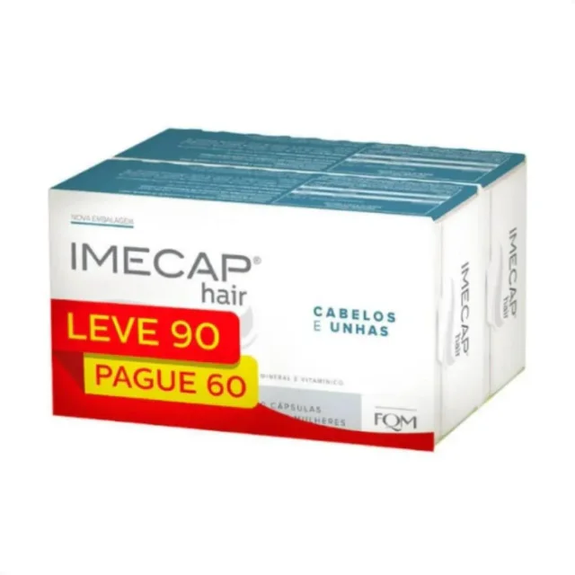 Imecap Hair Leve 90 cápsulas, vitaminas para cabelos com biotina