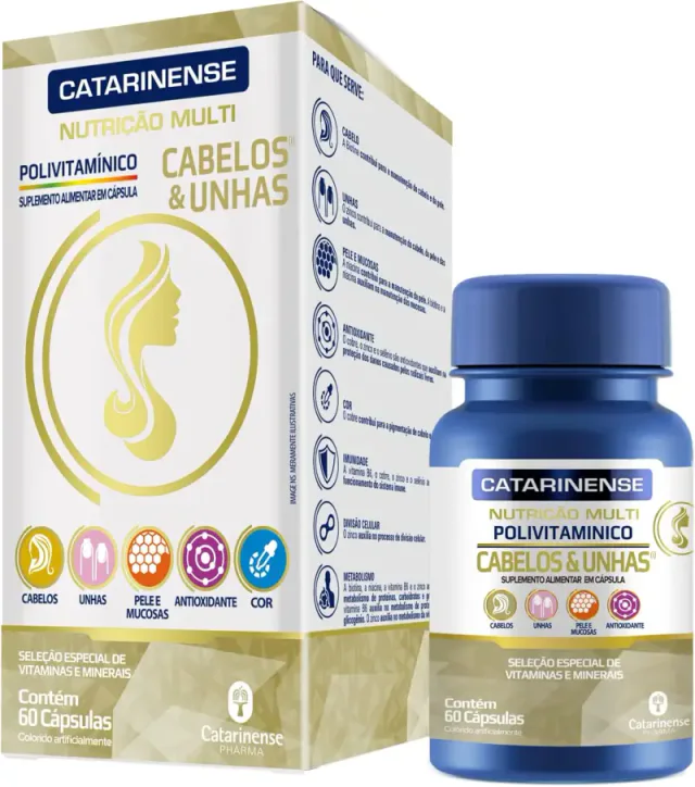 Catarinense Cat Multi 60 cápsulas, vitaminas para cabelos