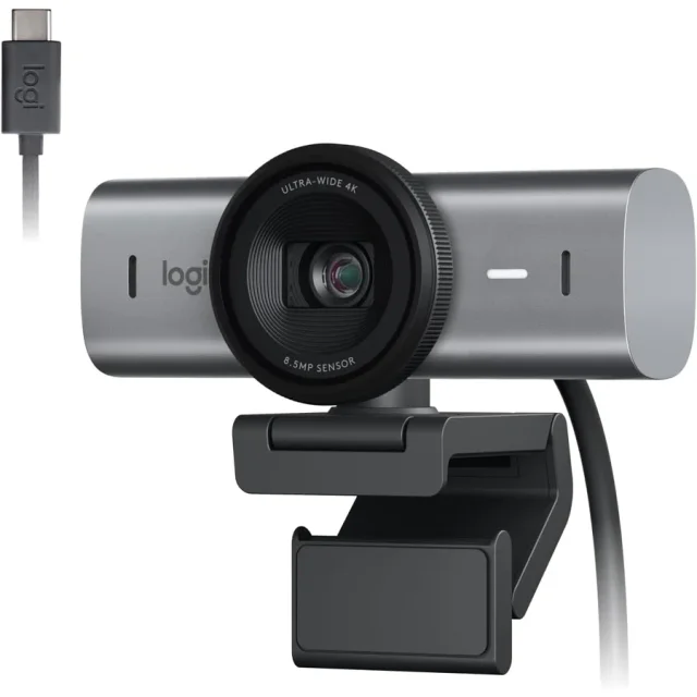 Webcam Logitech MX Brio 4K grafite com proteção de privacidade