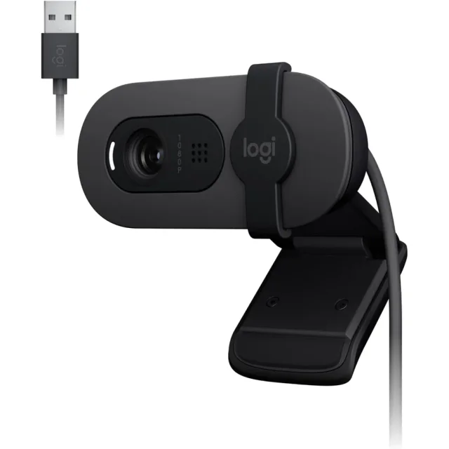 Webcam Logitech Brio 100 Full HD grafite econômica